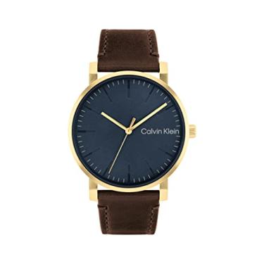 Imagem de Calvin Klein Relógio masculino de quartzo e pulseira de couro, cor: marrom (modelo: 25200261), Marrom