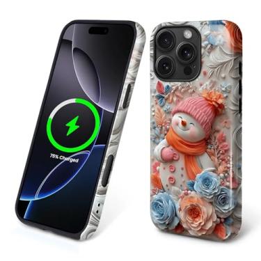 Imagem de Capa para iPhone 16 Pro Max [compatível com MagSafe], silicone macio brilhante + capa protetora 2 em 1 de policarbonato rígido antiarranhões à prova de choque para mulheres e homens - boneco de neve