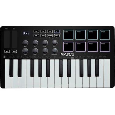 Imagem de Teclado MIDI M-VAVE, 25 teclas, 8 tambores retroiluminados com teclado
