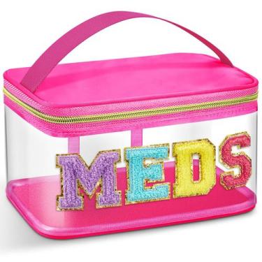 Imagem de Bolsa de cosméticos Geetery Chenille Letter Bag Hot Pink