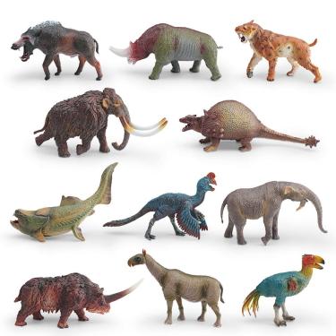 Imagem de Conjunto de estatuetas de animais pré-históricos, 11 peças de PVC Kids Mammoth Tiger