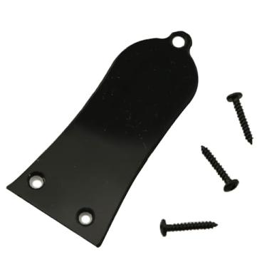 Imagem de YTgilo Placa de cobertura de haste de treliça de guitarra elétrica de 3 furos com parafusos, cabeçote de guitarra elétrica, placa de proteção de núcleo de ferro, em forma de sino, camada dupla, placa