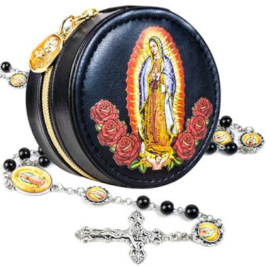 Imagem de SUTANALE Terço de pérola Nossa Senhora de Guadalupe 8 mm com decalque, Ouro, Pérola sintética