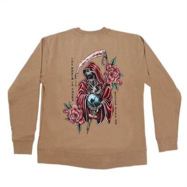 Imagem de Moletom DGK Careca Muerte Crewneck - Marrom (Importado)-Masculino