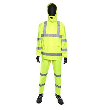 Imagem de Terno de chuva West Chester 4033 HI-VIS – 5 x maior, 3 peças, verde-limão, material Oxford com revestimento de poliuretano. Uso de trabalho seguro, 4033/L, Lime, Large