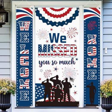 Imagem de VitalCozy 3 peças de banner militar Welcome Home We Are So Missed of You, conjunto de decorações de porta de boas-vindas militar sinal de retorno para decoração de festa de baile do exército