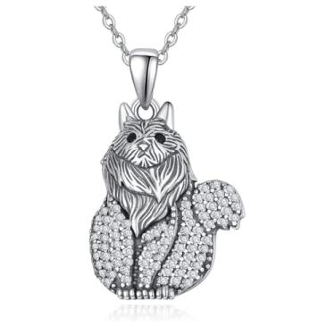 Imagem de OSCCI Colar com pingente de gato de cristal, colar com pingente de gatinho para mulheres, joia diária para amantes de animais, Metal, Sem Pedra Preciosa