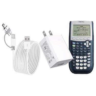 Imagem de Cabo de carregador de parede CA mini adaptador para calculadora Texas Instruments TI-84 Plus CE Charger, TI84 TI 84 Plus CE Graphing Calculator, carregador TI Nspire CX II, cabo de 1,8 m (branco)
