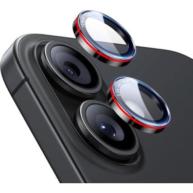 Imagem de BIGFACE Protetor de lente de câmera para iPhone 17/16/16 Plus/15 Pro - [anotação do parâmetro da câmera] Capa de câmera de metal e vidro temperado de grau militar, visualização HD com sessão noturna