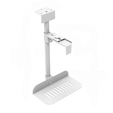 Imagem de Suporte de CPU Suporte de CPU sob a mesa – Suporte universal para PC com suporte de parede ajustável para PC com rotação de 360°, suporte de torre de PC suspenso, suporte de CPU (branco)