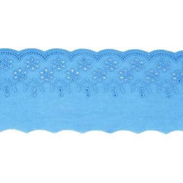 Imagem de Acabamento de renda com ilhós, bordado floral de algodão, tecido de ilhó de algodão oco para costurar vestidos, artesanato, fantasias, sofás, cortinas, roupas de bonecas/animais de estimação (azul)