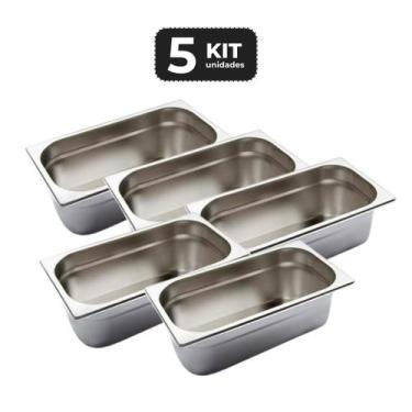 Imagem de Kit 5 cuba sem alca inox 1/3 gn 100 para buffet - Chef Line