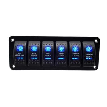 Imagem de 2, 3, 4, 5, 6 Gang, painel de interruptor basculante de barco marítimo de LED duplo para caminhão, barco, carro, interruptor eletrônico (painel de interruptor de 6 grupos)