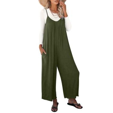 Imagem de Macacão feminino Happy Sailed Plus Size verde com bolsos 2GG