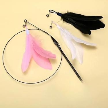 Imagem de Brinquedo Interativo Pet com Ventosa e Penas - Varinha de 80cm para Gatos com Múltiplos Modos de Diversão (3 HASTE S/VENTOSA)