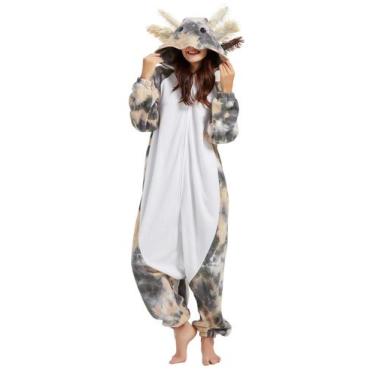 Imagem de Pijama adulto unissex Onesie DELEY Axolotl Tie Dye Grey