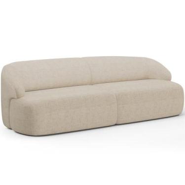 Imagem de Sofá 4 Lugares Curvo Orgânico Living 280cm Barolo L06 Linho Bege Escur
