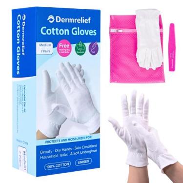 Imagem de Luvas de algodão Dermrelief para beleza, mãos secas e eczema (7 pares)