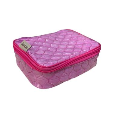 Imagem de Estojo Escolar Grande Rosa Pink Acolchoado 36 Lápis Canetas Marcadores Maquiagem Organizador Lindo