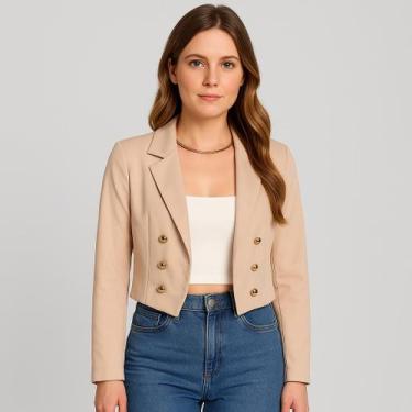Imagem de Blazer Feminino Casaquinho Alfaiataria Casaco Social Com Botão Lindo G