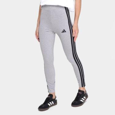Imagem de Calça Legging Adidas 3 Stripes Feminina, Cinza, Preto, M