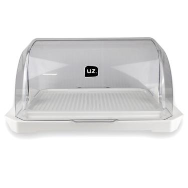 Imagem de Porta Pão Acrílico Com Tampa Retrátil Transparente Premium Armazena E Conserva UZ Utilidades Pães De Forma Frances