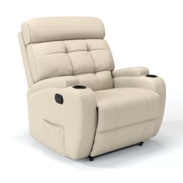 Imagem de Poltrona do Papai Reclinável Manual em Couro Bovino Modelo Florença Damie (Bege)