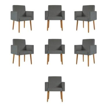Imagem de Kit 07 Cadeiras Poltronas Decorativa - Escritório - Recepção Cor:cinza