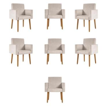 Imagem de Kit 07 Poltronas Nina Decorativa Para Recepção Balaqui Decor Cor:bege