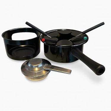Imagem de Conjunto Aparelho Fondue Forma Jogo 8 Peças Panela Esmaltada Aço Black Moderno