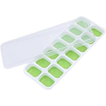 Imagem de Forma de Gelo com Tampa Rígida e Fundo de Silicone Flexível 14 Cavidades 25 x 9,7 x 2,7 cm (Verde)
