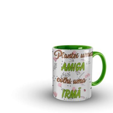 Imagem de Caneca Verde Plantei Uma Amiga colhi uma Irmã, ideal para presente.