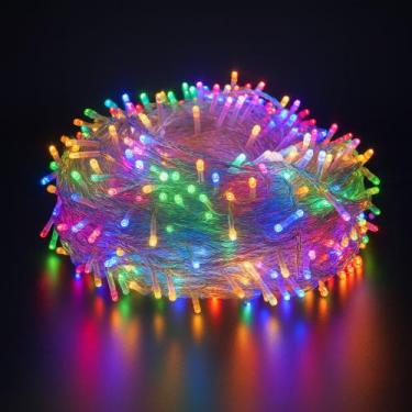 Imagem de Cordão Pisca Natal Enfeite 100 Leds 9m 8 Funções Decoração  127V/220V 