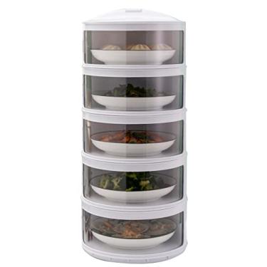 Imagem de ZJchao Tampa de Placa de Microondas ABS de Preservação de Calor ABS de Microondas Tampa de Preservação de Alimentos para Cozinha (5 camadas Tamanho: 26x26x71cm)