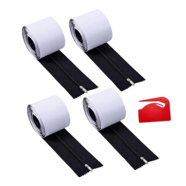 Imagem de Fancyes Kit de zíper de porta instantânea com 4 rolos, zíperes de barreira versáteis, protetor de poeira autoadesivo de 2,13 metros de comprimento para tela, Preto