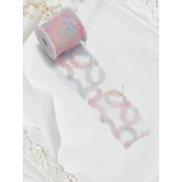 Imagem de Acabamento de renda de poliéster, rolos de tule rosa arco-íris rosa, fita de flores com carretéis vazios de plástico para boneca feita à mão, véu de noiva, borboleta, vestido de fantasia, costura, 5