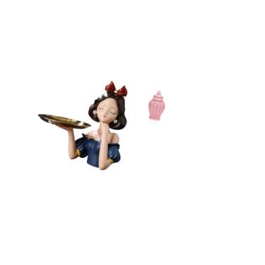 Imagem de Fenteer Porta-chaves de Princesa em Resina de Arte Moderna E Vaso de Cerâmica com Jarra de Gengibre, Ornamento de Armazenamento Multiuso para Sala de Estar E