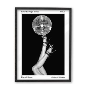 Imagem de iHery Arte de parede emoldurada retrô de madeira de carvalho preto natural de 30,5 x 40,6 cm, decoração de parede em tela moderna dos anos 70 para dormitório feminino, quarto, banheiro, sala de estar