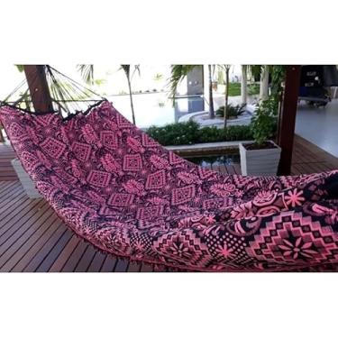 Imagem de Rede de Dormir Casal Indiana Gigante 4m Reforçada – Rede de Descanso Confortável para Varanda e Jardim(rosa)