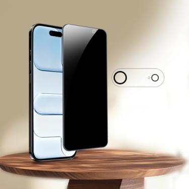 Imagem de 1 pacote com protetor de tela de privacidade para iPhone Air [6,5 polegadas] + 1 pacote de protetor de lente de câmera, proteção contra impacto, vidro temperado privado antiespionagem [dureza 9H]-HD