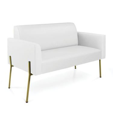 Imagem de Sofá Namoradeira 2 Lugares Pé De Ferro Dourado Marisa Corino Branco D03