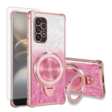 Imagem de Asuwish Capa de celular para Samsung Galaxy A53 5G capa magnética com protetor de tela de vidro temperado e anel híbrido com glitter brilhante acessórios de suporte rígido A 53 G5 53A SM A536U 6,5