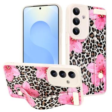Imagem de MOWIME Capa para Samsung Galaxy S25 com alça de pulso, linda flor floral, leopardo, estampa de guepardo, capa de telefone TPU macio para mulheres e meninas, capa slim fit com pulseira ajustável