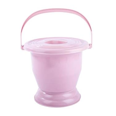 Imagem de harayaa Cuspideira com tampa, mictório, vaso sanitário noturno, urinol portátil, pote para adultos, crianças mais velhas, mulheres e homens, Rosa