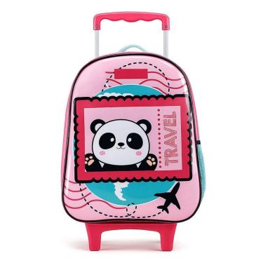 Imagem de Mochila Escolar Infantil com Rodinhas Panda 12310 Rosa - Xeryus