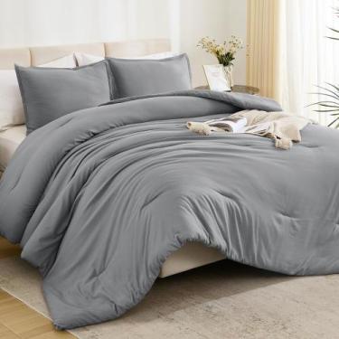 Imagem de Conjunto de edredom Litanika Medium Grey King Size 3 peças