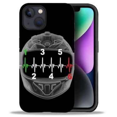 Imagem de yicomon Capa compatível com iPhone 14 Plus, capa de celular fosca com estampa de capacete de motocicleta, durável, moderna, engraçada, capa protetora macia antiarranhões à prova de choque