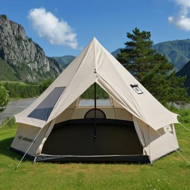Imagem de Barraca Bell Yurt, barraca quente de luxo à prova d'água para 4 estações com conector de fogão/ar condicionado/2 claraboias para acampamento ao ar livre em família Oxford Glamping Tendas para vida