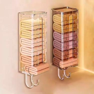 Imagem de JEPELUS Organizador de meias de parede com 2 peças, organizador transparente para gavetas, sem perfuração, à prova de poeira, para armário e quarto, lingerie, bolsa de mercearia