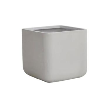 Imagem de Vasos de plantas Vaso quadrado para flores, para áreas internas ou externas, de argila e magnésio, com furos drenagem